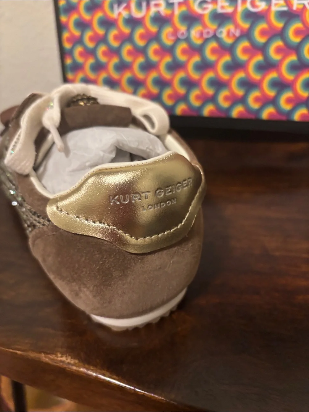 Kurt Geiger Men’s Brown Suede Sparkle Trainer